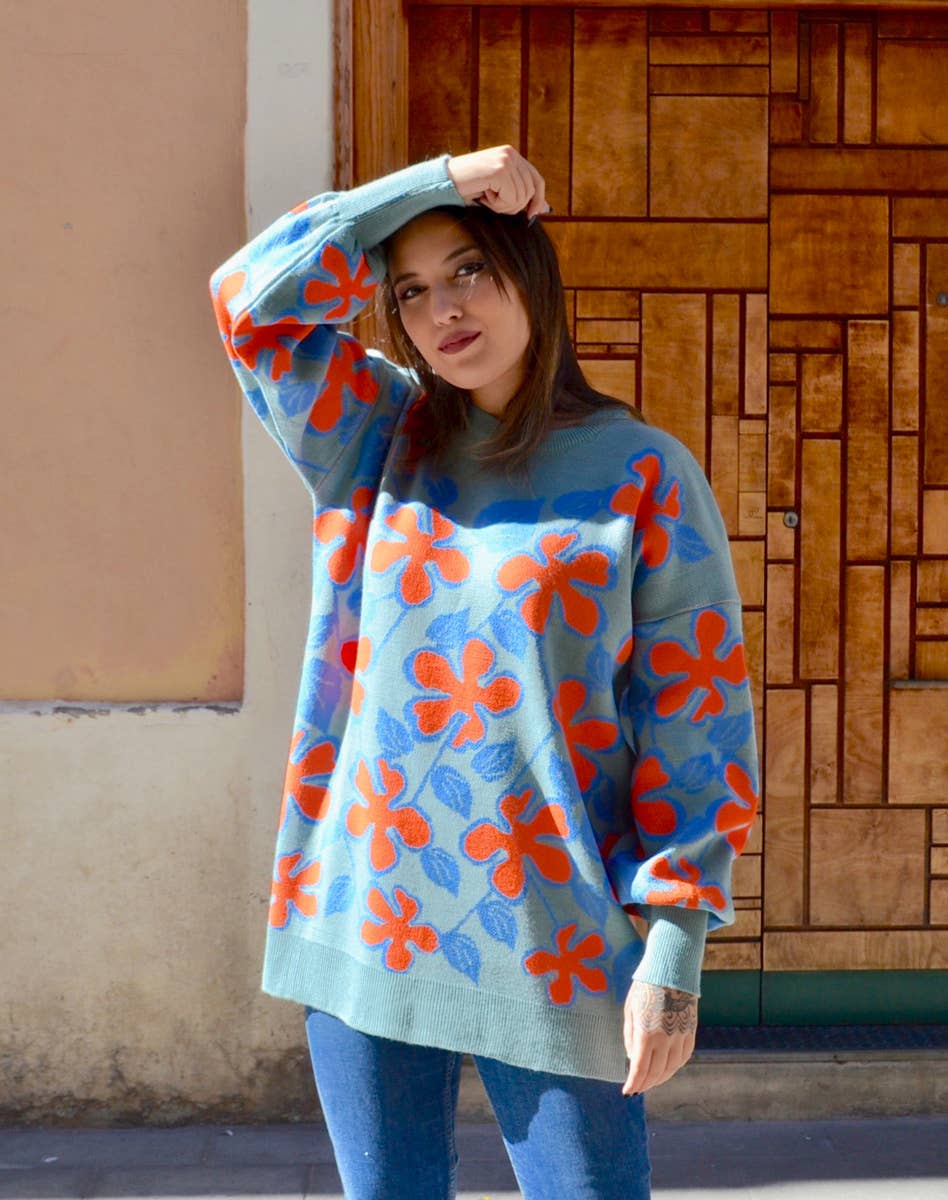 Flipa Barcelona - Wholesale Tunic Sweater - Women's - Flores naranjas1