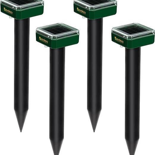 OutdoorSolarOutlet – wholesale Outdoor/lawn light – Redeo 4 Pack Mole Repellent Solar Sonic Groundhog Repeller Gopher Deterrent Vole