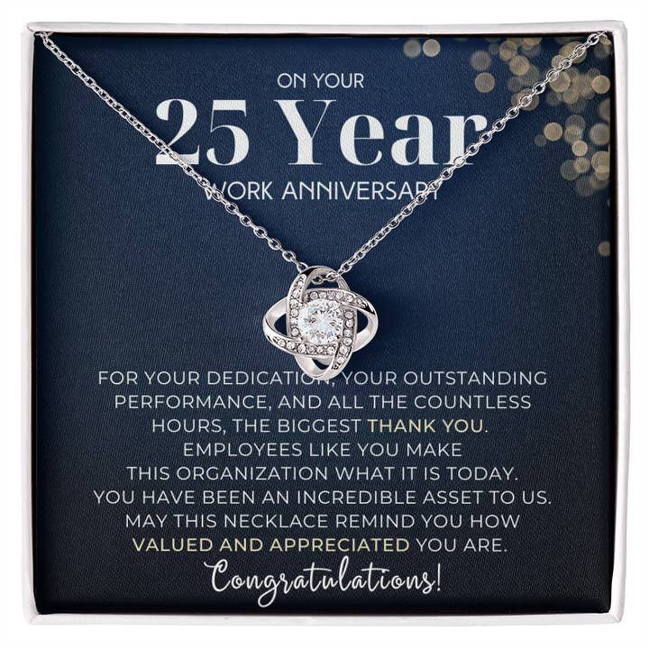 25-års arbejdsjubilæum Medarbejderanerkendelse Guldhalskæde for engroshandel hos Carpe Diem Gifts