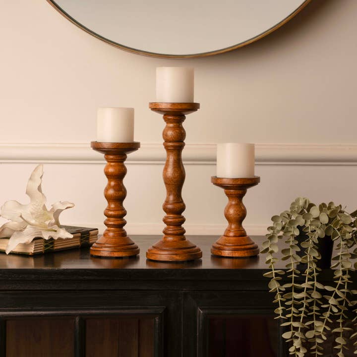 LuxeDesigns Co LLC - Wholesale Candle Holder - Wooden Candle Holders for Tall Pillar Candles Set of 35