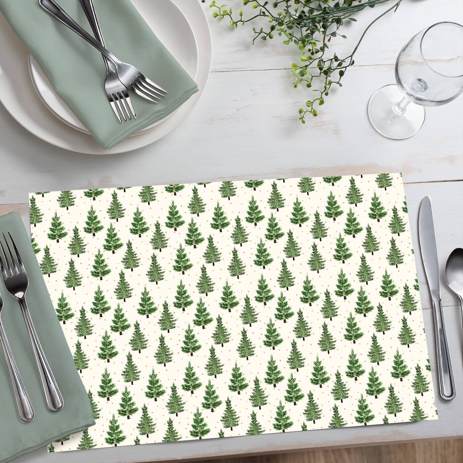 CounterArt/Highland Home/Thirstystone - Wholesale Disposable Placemat - "Christmas Trees" Premium Paper Stock Placemats 24 Sheet3