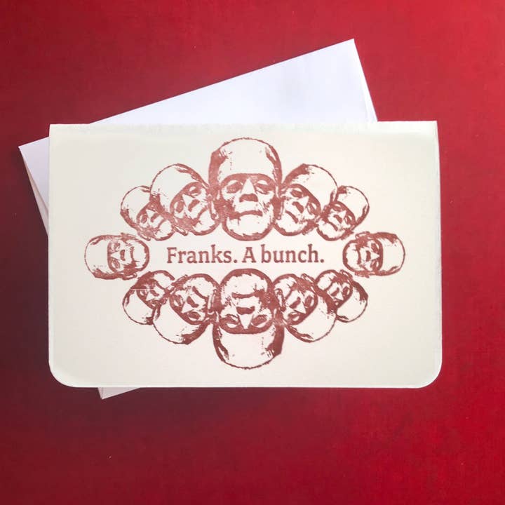 Franks. A Bunch. Letterpress-Printed Thank You Card for wholesale by 12 Acre Studio