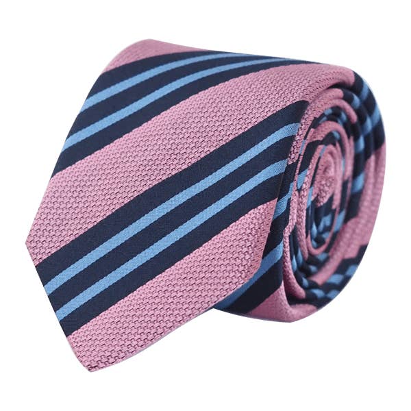 Handmade Stripes Italian Silk Tie Skinny - Pink for wholesale by COCHIC