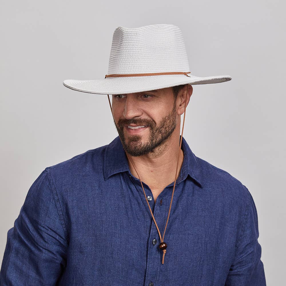 White Safari Wide Brim Straw Sun Hat - Style Felix for wholesale on Faire10