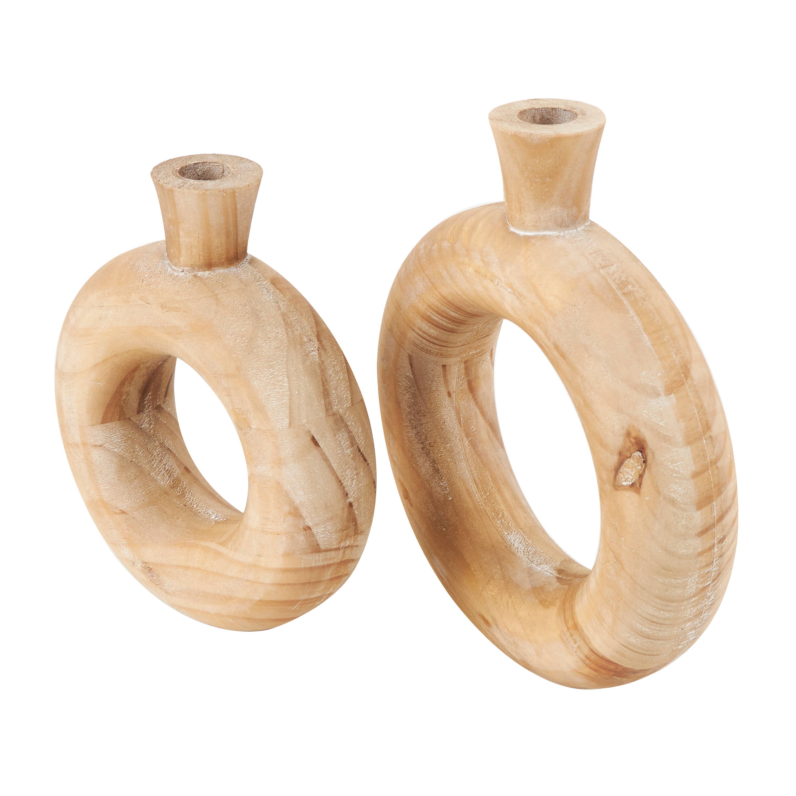 Deco Marché - Wholesale Vase - Natural Brown Wood Vase Set2