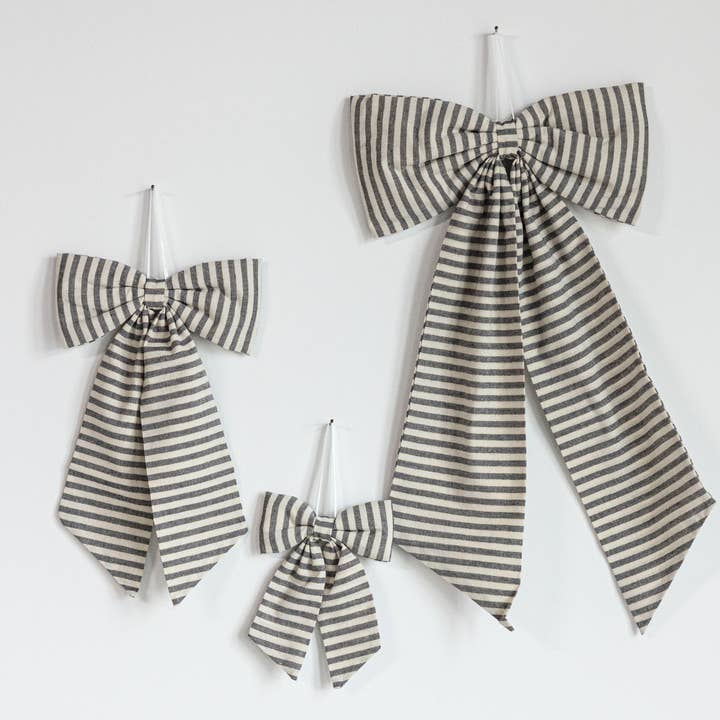 Stribede kul- og guldfarvede stofsløjfer for engroshandel hos Luxe B Co