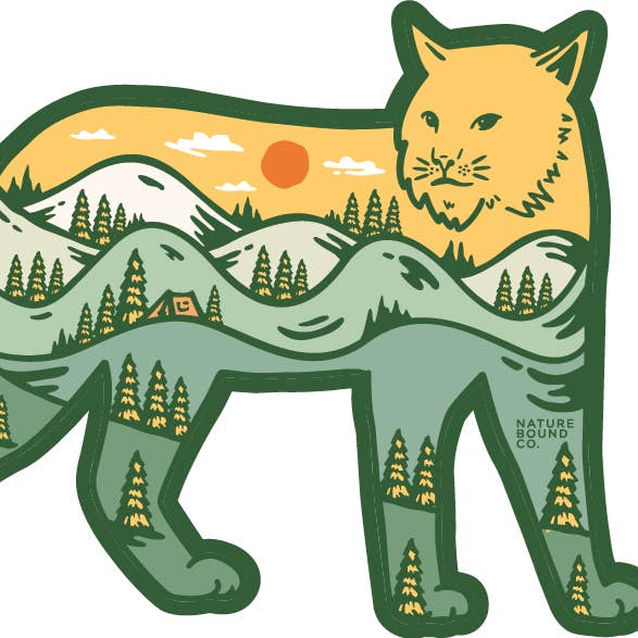 Autocollant Bobcat Mountain | Vert pour la vente par Nature Bound Co