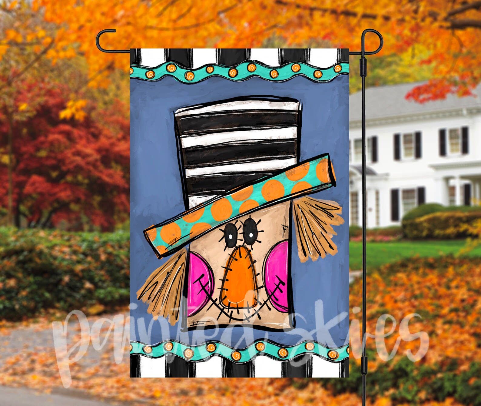 Painted Skies - Wholesale Flag - Whimsy Scarecrow Fall Garden Flag0