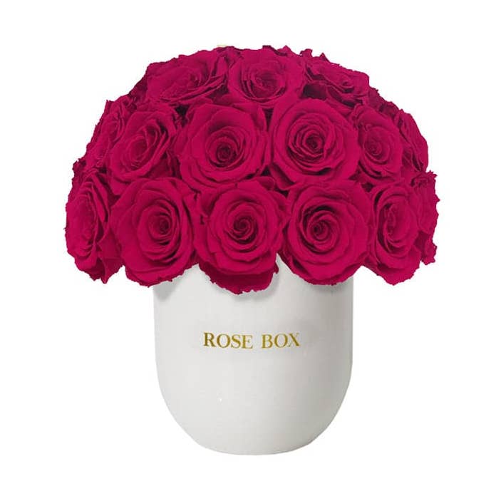 Media bola clásica de cerámica con rosas de color rosa rubí para venta al por mayor de Rose Box NYC