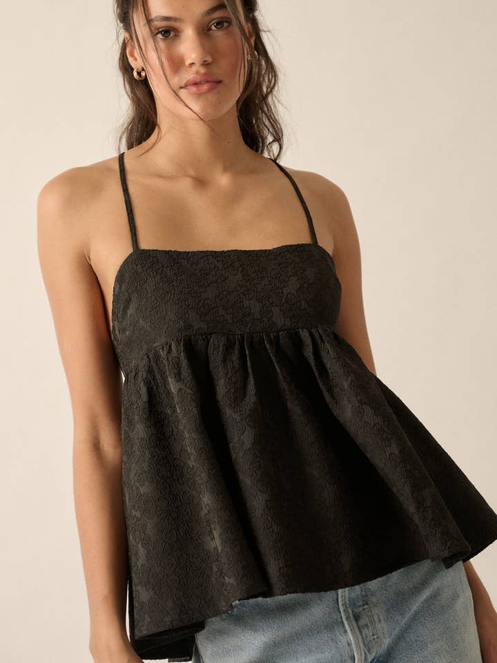 Canotta Babydoll con schienale aperto a tinta unita per la vendita all'ingrosso da parte di Promesa USA