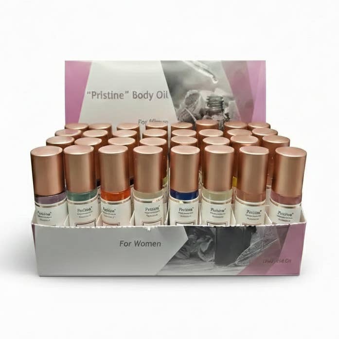 Ensemble de 48 flacons de concentré d'huile corporelle parfumée roll-on de 10 ml (1/3) pour la vente par pristine fragrance