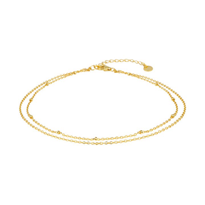 Satellite Double Chain Anklet for wholesale by Gold Trip