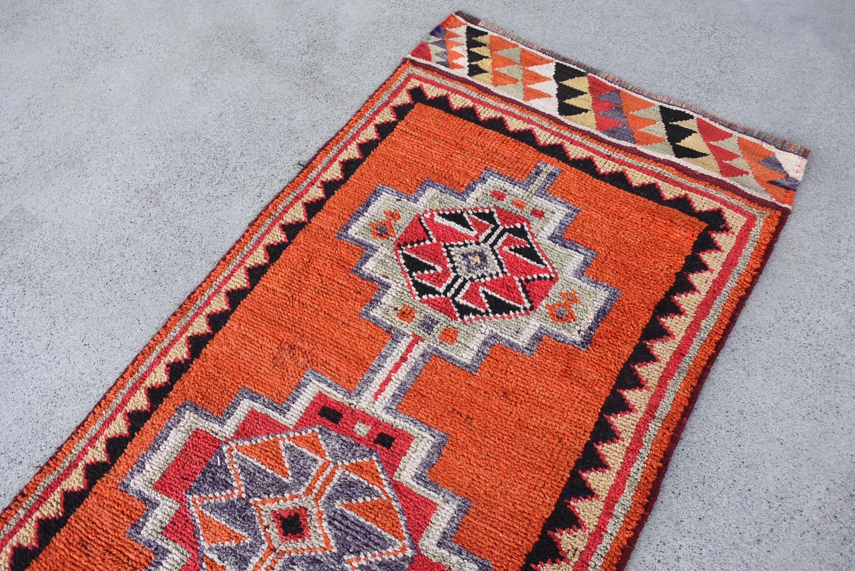 Anatolia Loom - Wholesale Runner Rug - Second Hand Geometric Kilim Rug - Orange & Red Wool6