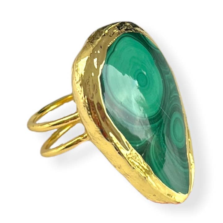 Anel de Declaração de Malaquita por atacado de Colour Addict Jewellery