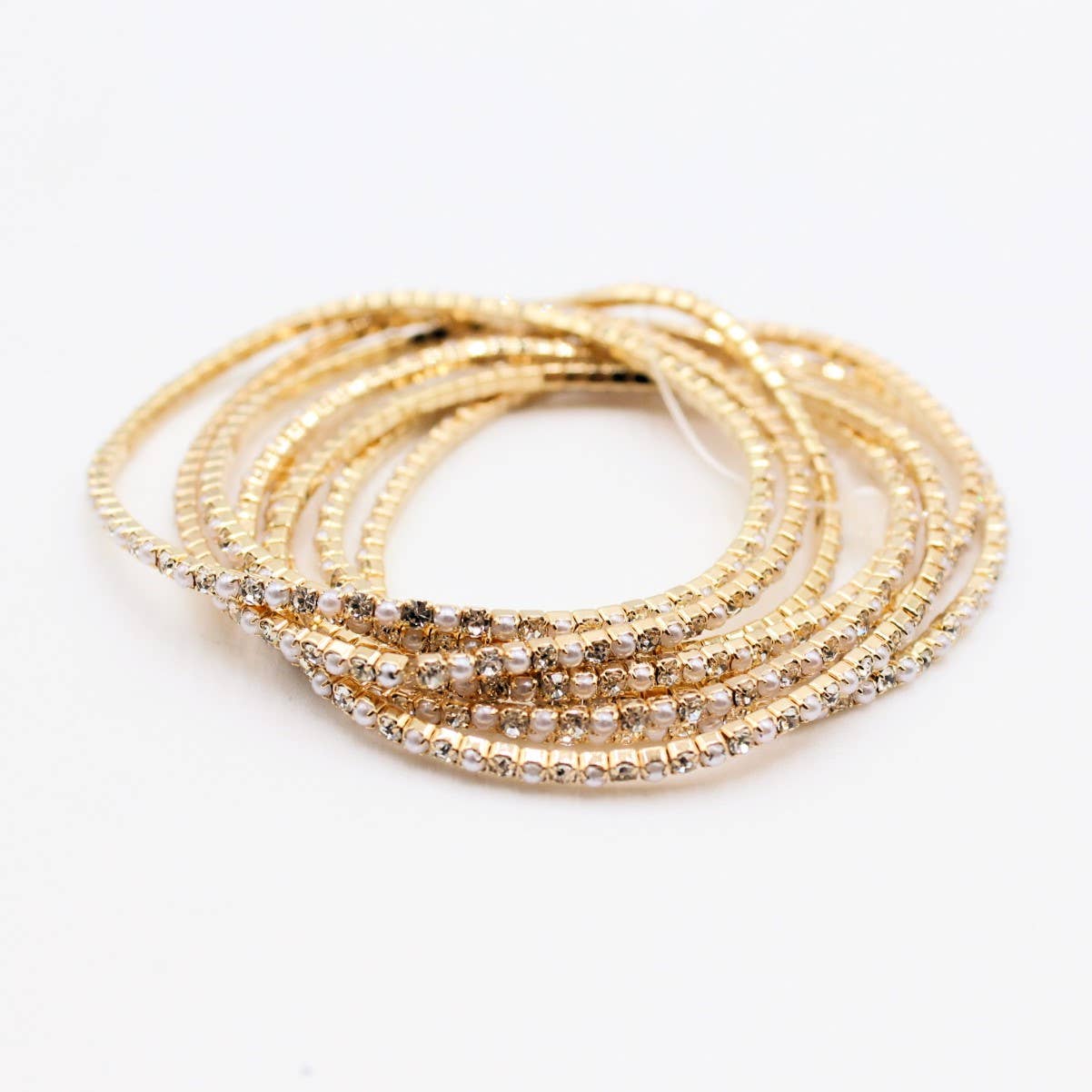 Reference Mode - Wholesale Jewelry Set - Set of 10 gold rhinestone bracelets5