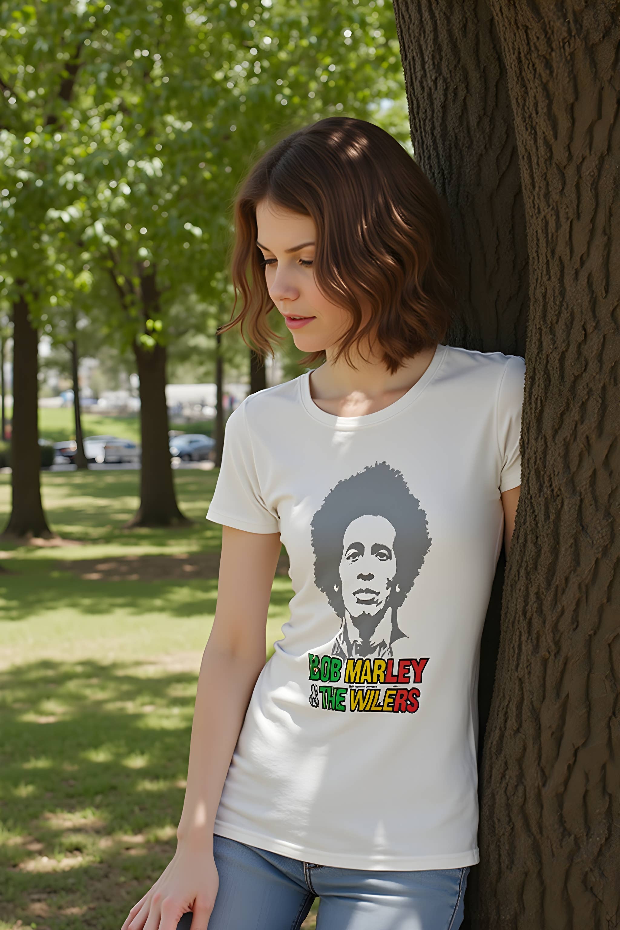 Official Store - Vente T-shirt sérigraphié – femme - Bob Marley - T-shirt Juniors Femme Wailers4