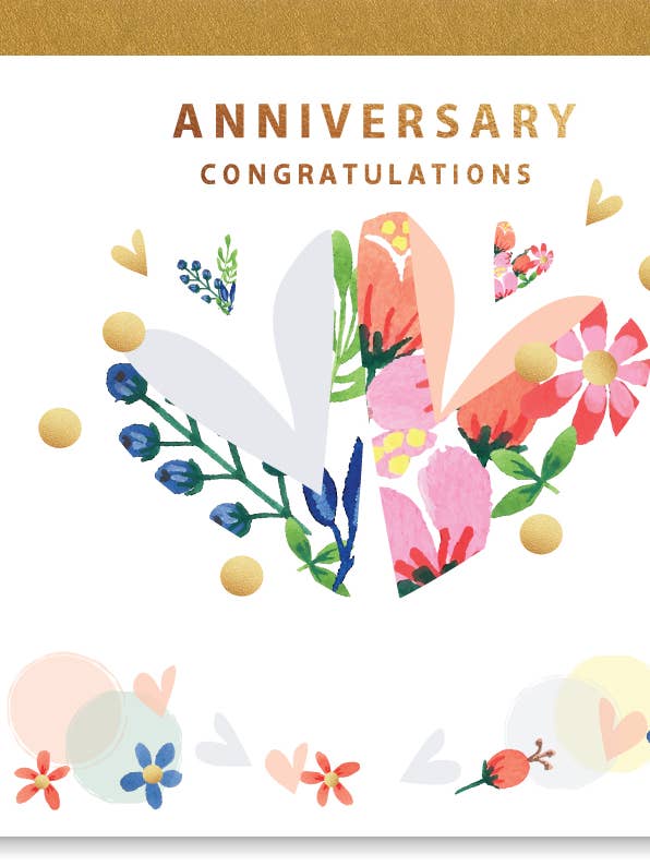 Anniversary Floral Lovehearts Glitter Wholesale Card for wholesale by SABIVO Design