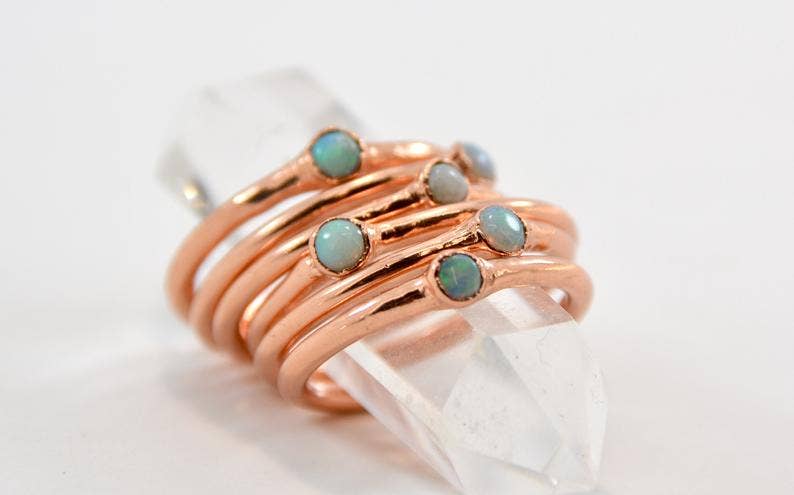 Daddy Daughter Jewelry – Anel de pedra única/solitário por atacado – Anel de opala | Anel de opala delicado | Pedra crua de opala | Anel mínimo6