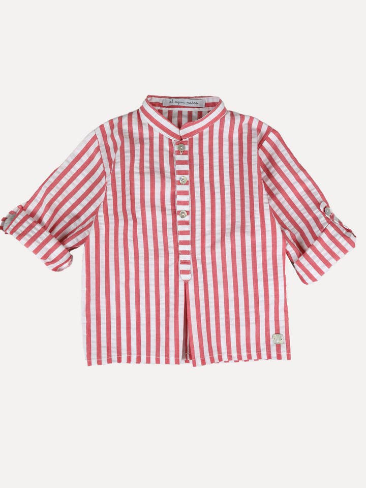 Chemise manches longues Mao rayée rouge pour la vente par Al Agua Patos