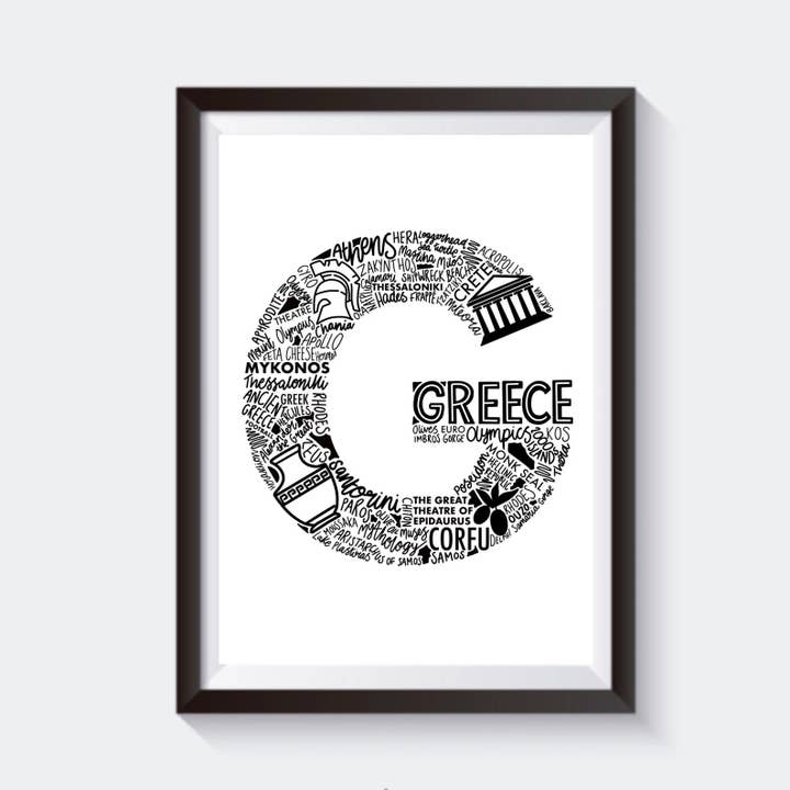 Greece Typography Travel Print - Available in 6 sizes for wholesale by 2 Sisters