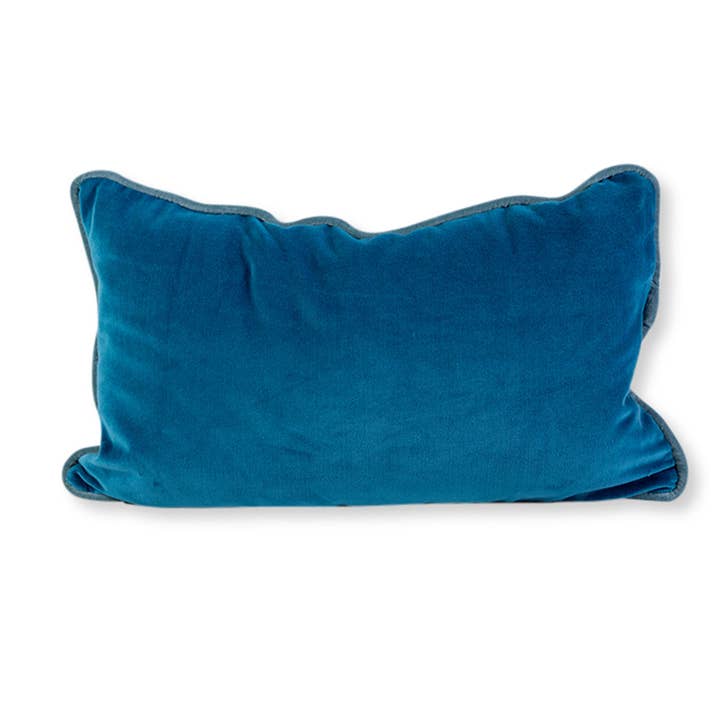 Furbish Studio - Wholesale Throw/Decorative Pillow - Charliss Velvet Lumbar Pillow - Peacock + Aqua