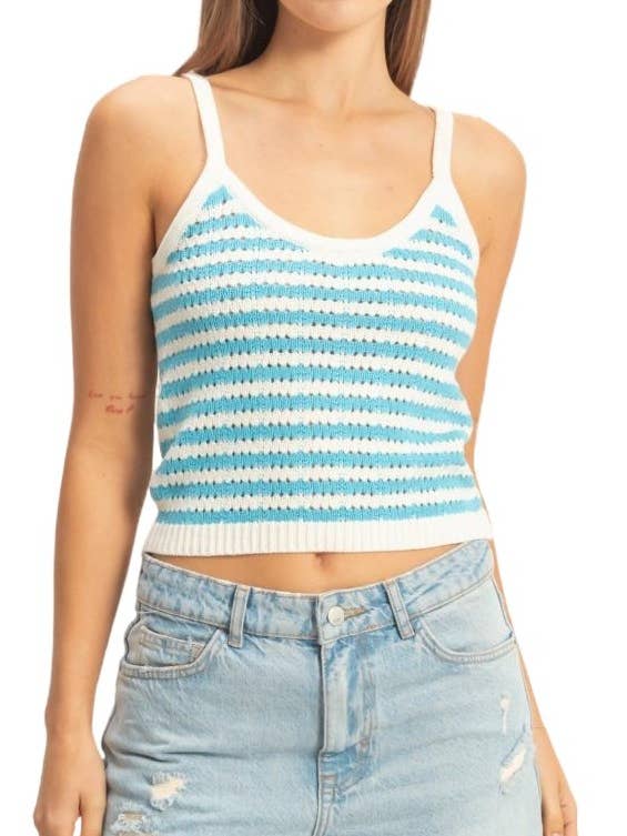 Striped Round Neck Sweater Tank for wholesale by Vanilla Monkey