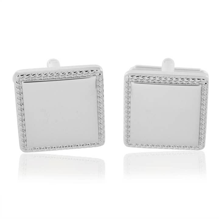 Square Rope Border Engravable Cufflinks for wholesale by Cufflinks Depot