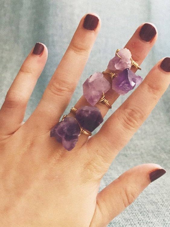Wire Wrapped Ring | Amethyst for wholesale by Eaarthbones Jewelry