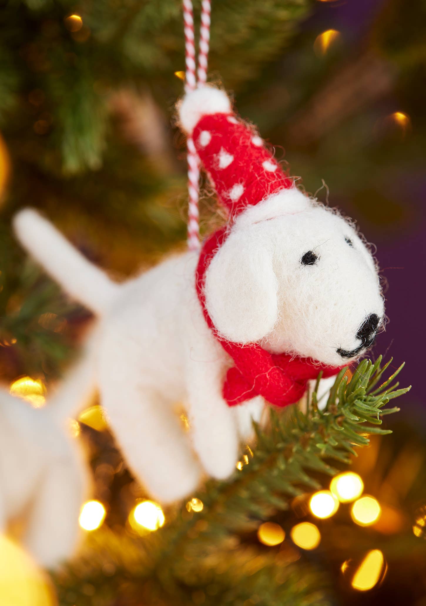 Namaste - Wholesale Christmas decoration - Felt Dog With Dotty Hat & Tie1