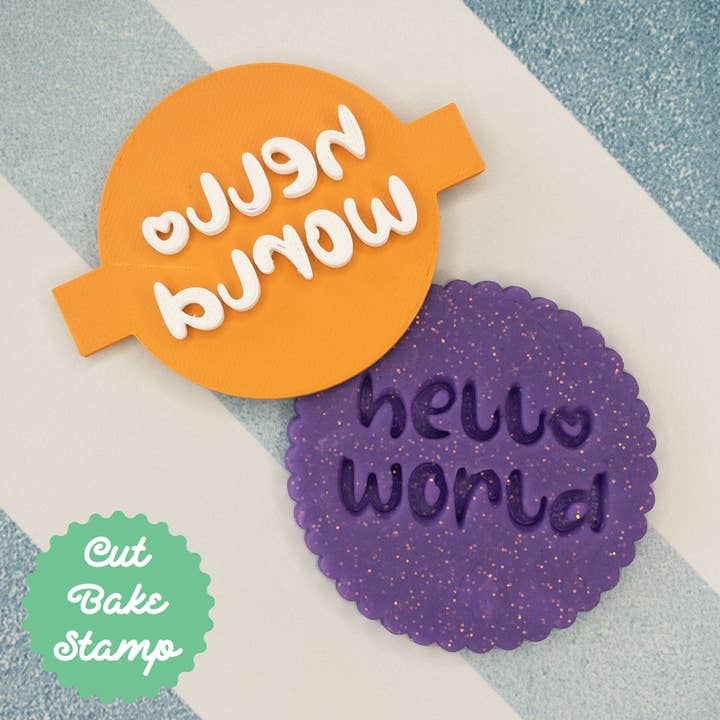 Hello World Cookie Biscuit Embosser Stamp Baby Shower New Ba for wholesale by Cut Bake Stamp