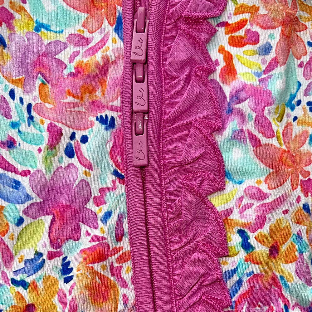 Laree + Co. - Wholesale Sleepsuit - Baby - Korrie Floral Bamboo Ruffle Convertible Footie6