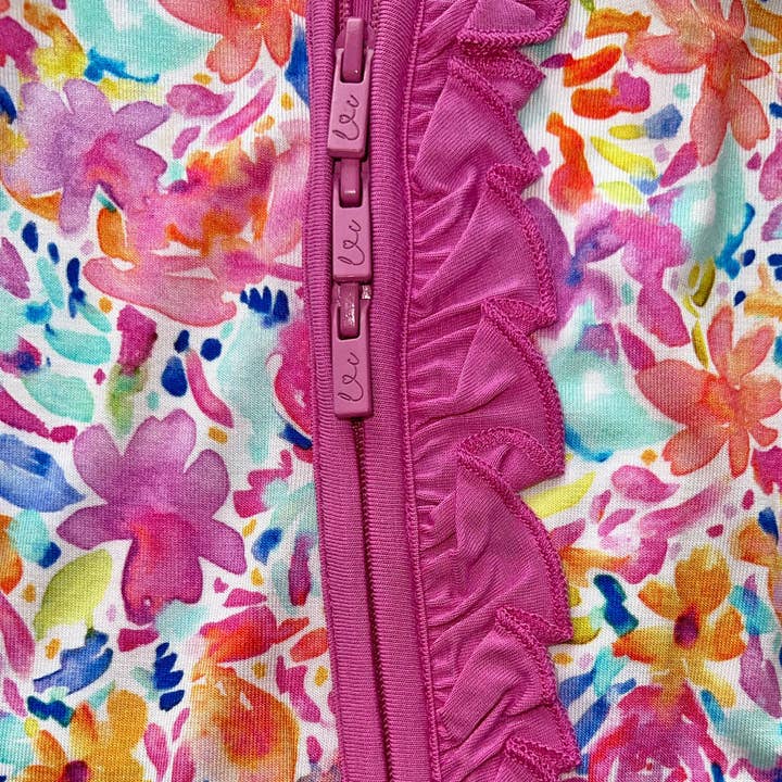 Laree + Co. - Wholesale Sleepsuit - Baby - Korrie Floral Bamboo Ruffle Convertible Footie6
