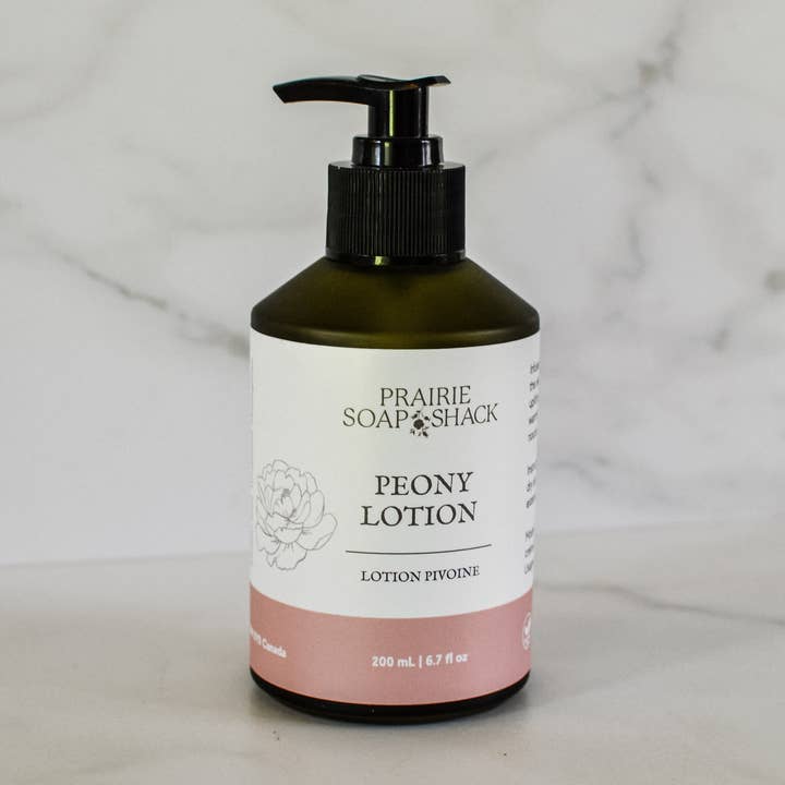Peony Body Lotion with Bergamot, Geranium & Homegrown Peony for wholesale by Prarie Soap Shack
