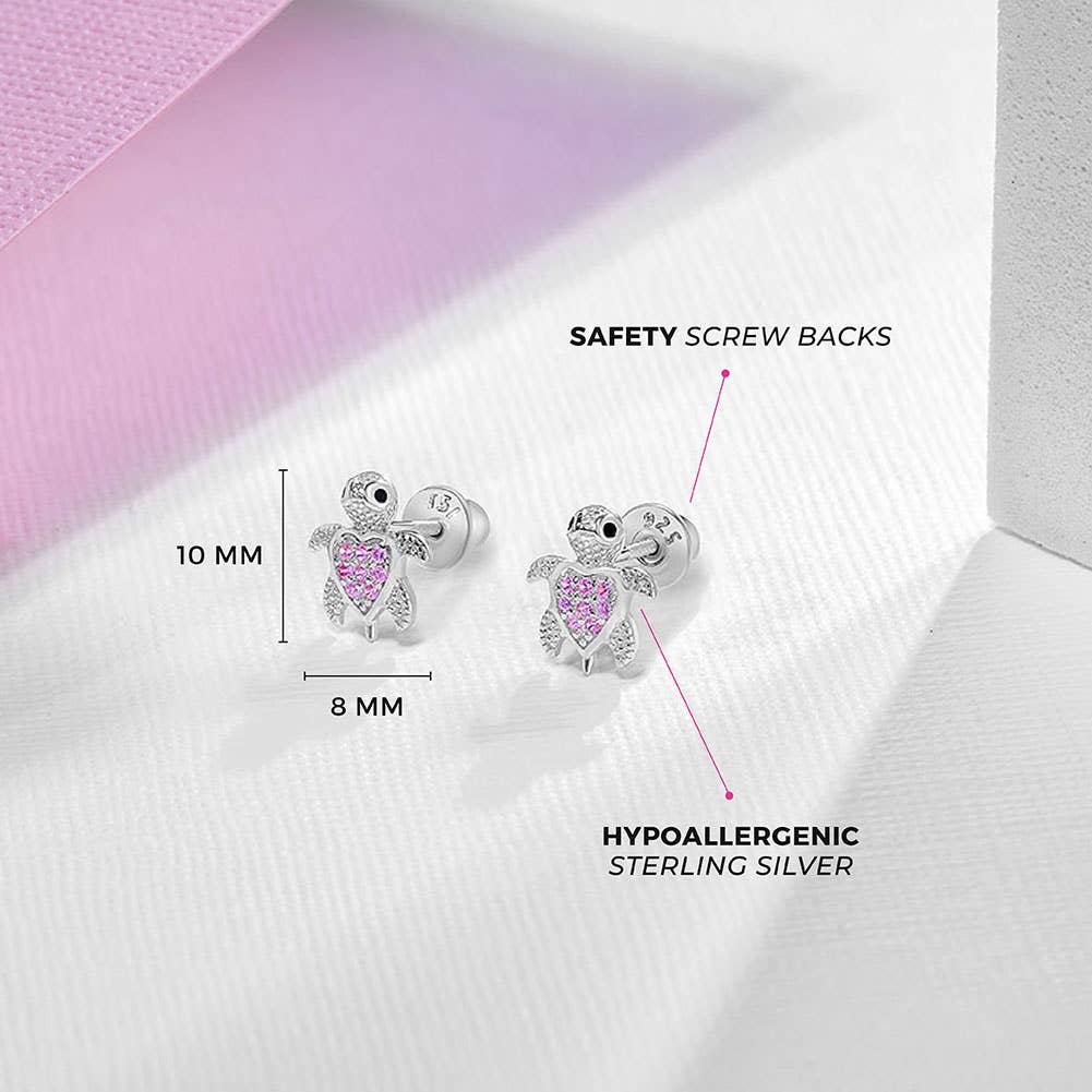 In Season Jewelry – Engroshandel Smykker - Børn – CZ skildpadde børn/piger øreringe CZ sjov - Sterling sølv3