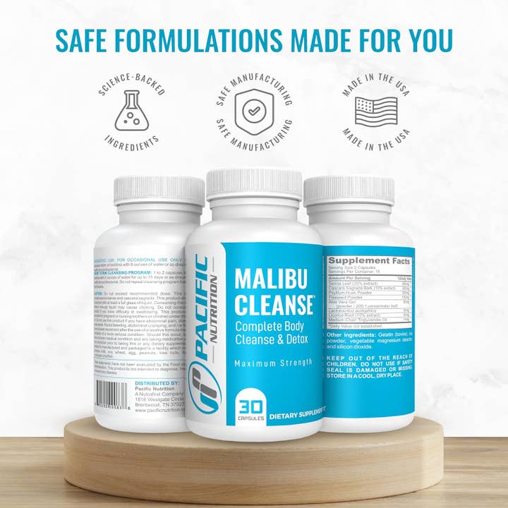 Nutrafirst, Inc - Vente Supplément oral/vitamine - Nettoyage complet du corps et des intestins Malibu Cleanse avec feuille de séné, écorce de Cascara Sagrada et aloe vera - Détox naturelle pour la santé des hommes et des femmes par Pacific Nutrition, 30 capsules1