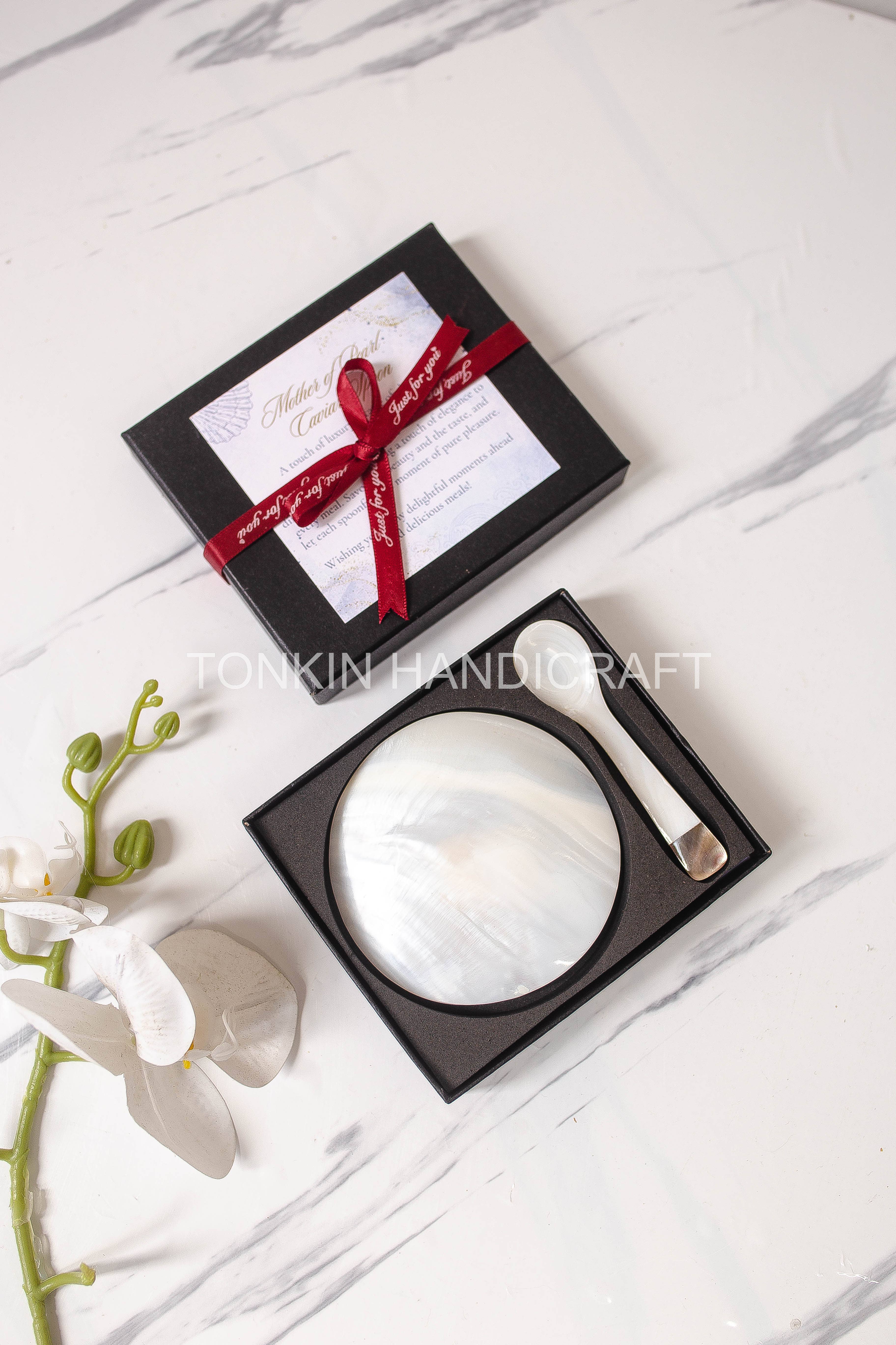 Tonkin Handicraft – Engroshandel Køkkenske – Gaveæske Perlemor Kaviarske & Tallerken 12
