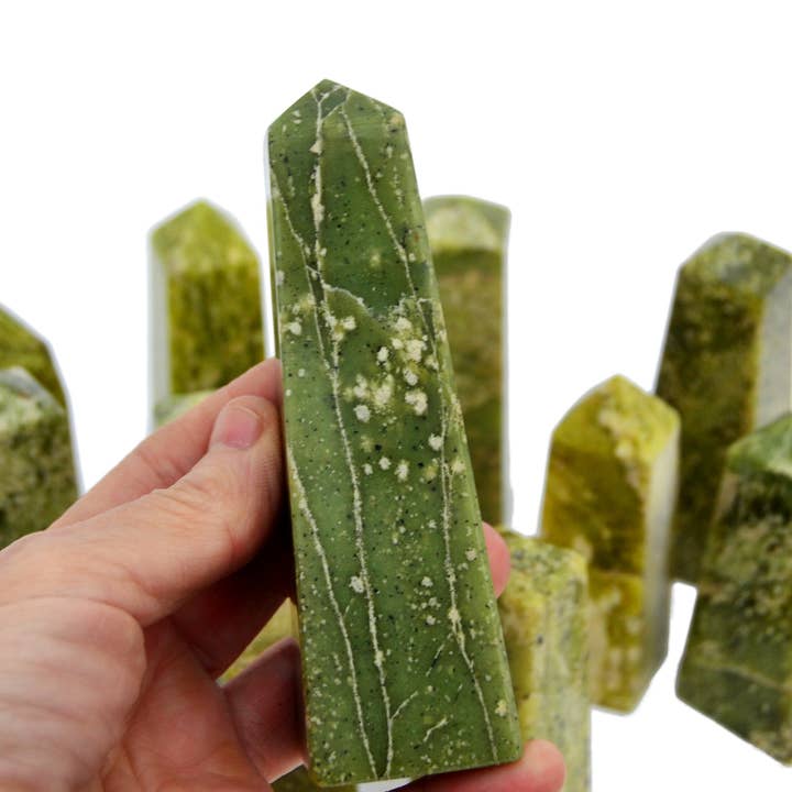 Kaia & Crystals - Wholesale Spiritual stone/crystal - Natural Serpentine Crystal Obelisk (100g - 300g)9