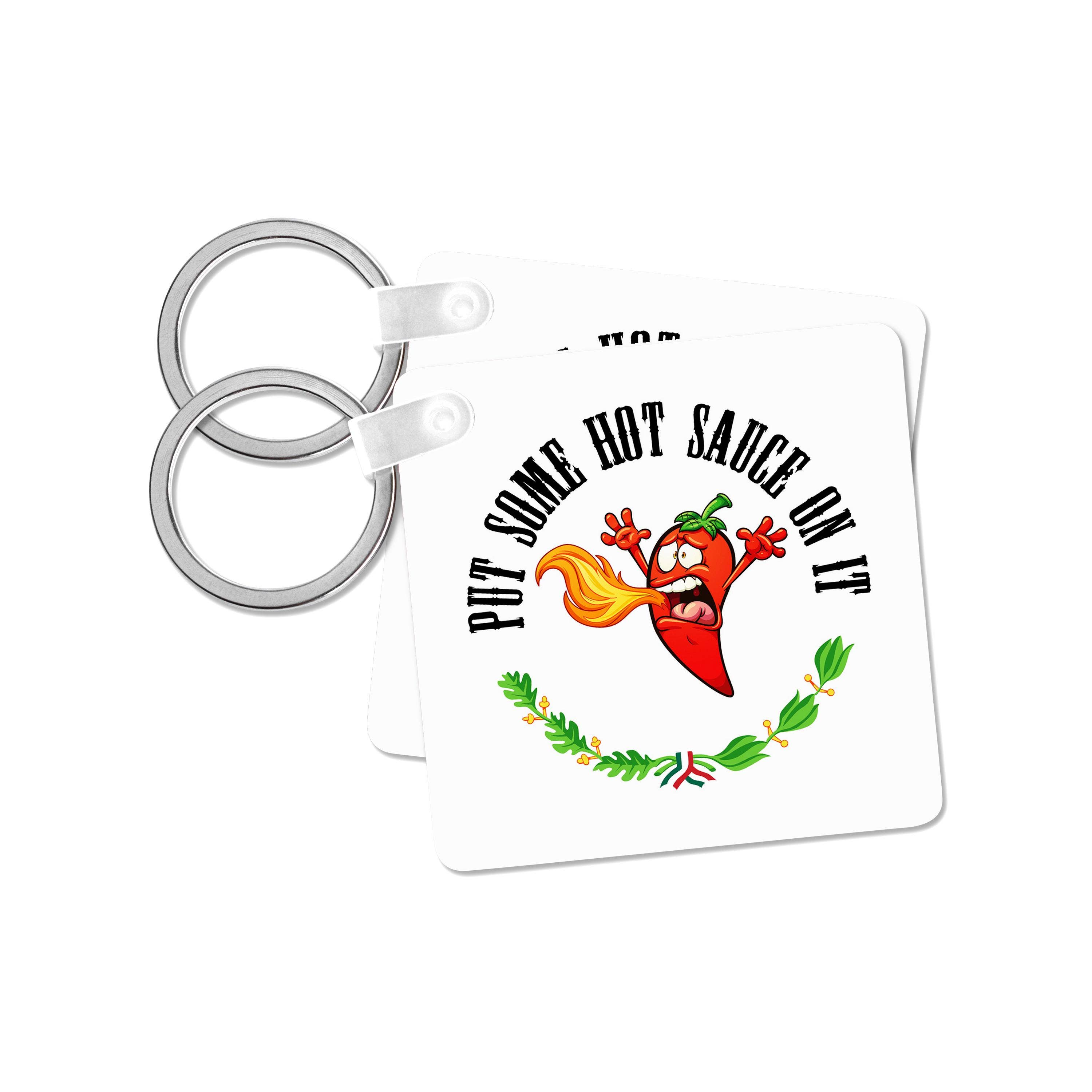 3dRose - Vente Porte-clés – unisexe - 3dRose, Drôle de piment fort crachant du feu Mettez de la sauce piquante dessus, Porte-clés