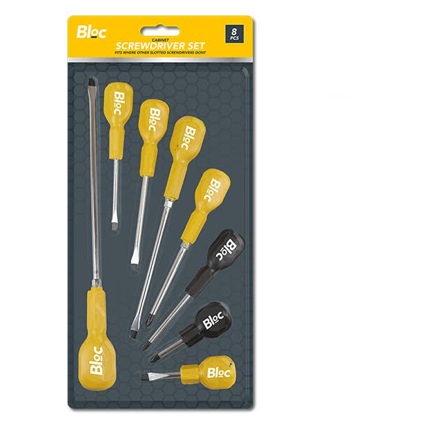 LMT-UK - Wholesale Handy Tool - Cabinet Screwdriver Set 8pk - Fits where other Slotted Screwdrivers Dont