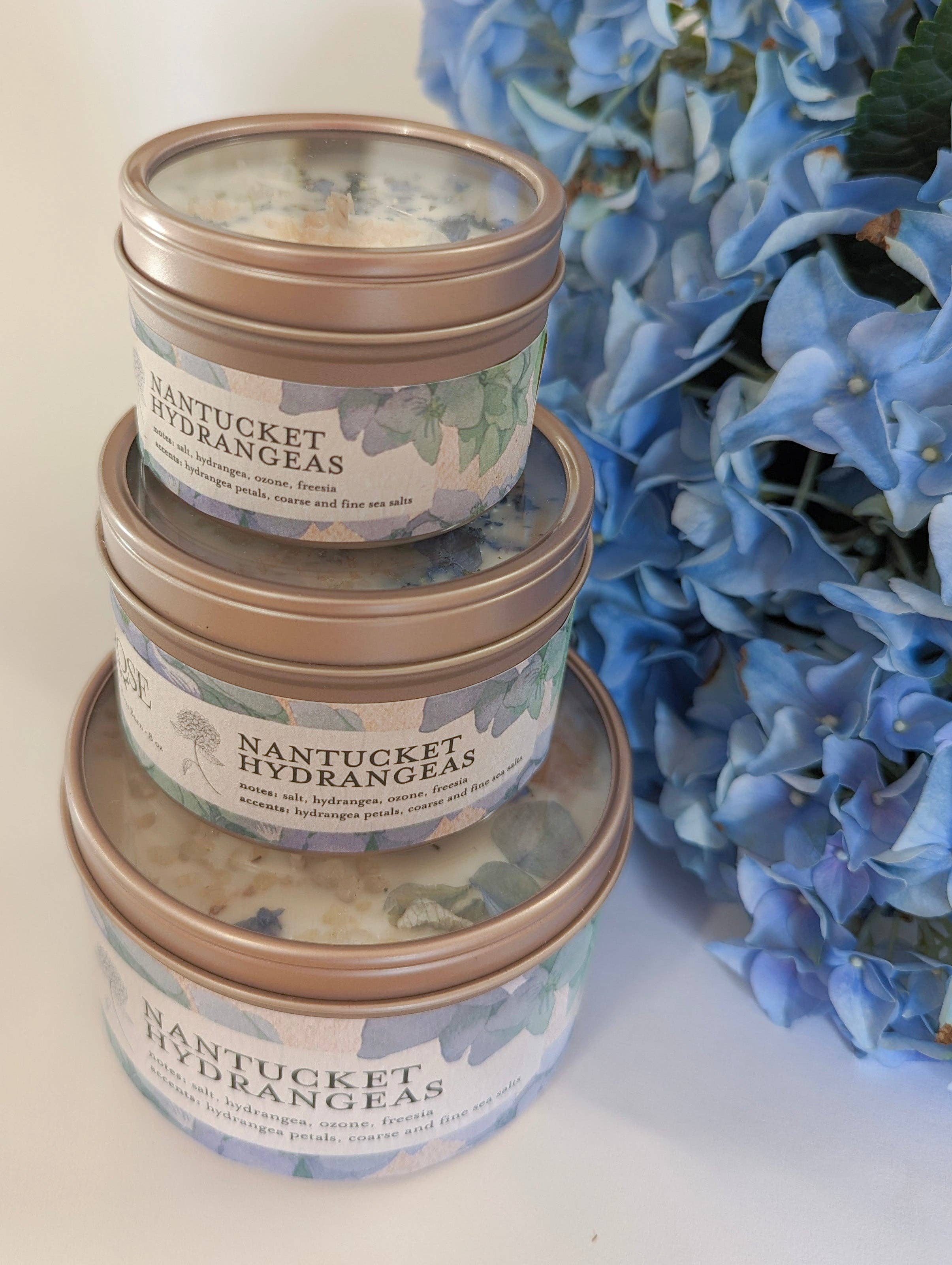 Ash & Rose - Wholesale Jar/Filled Candle - NANTUCKET HYDRANGEAS Hydrangea Sea Salt Candle2