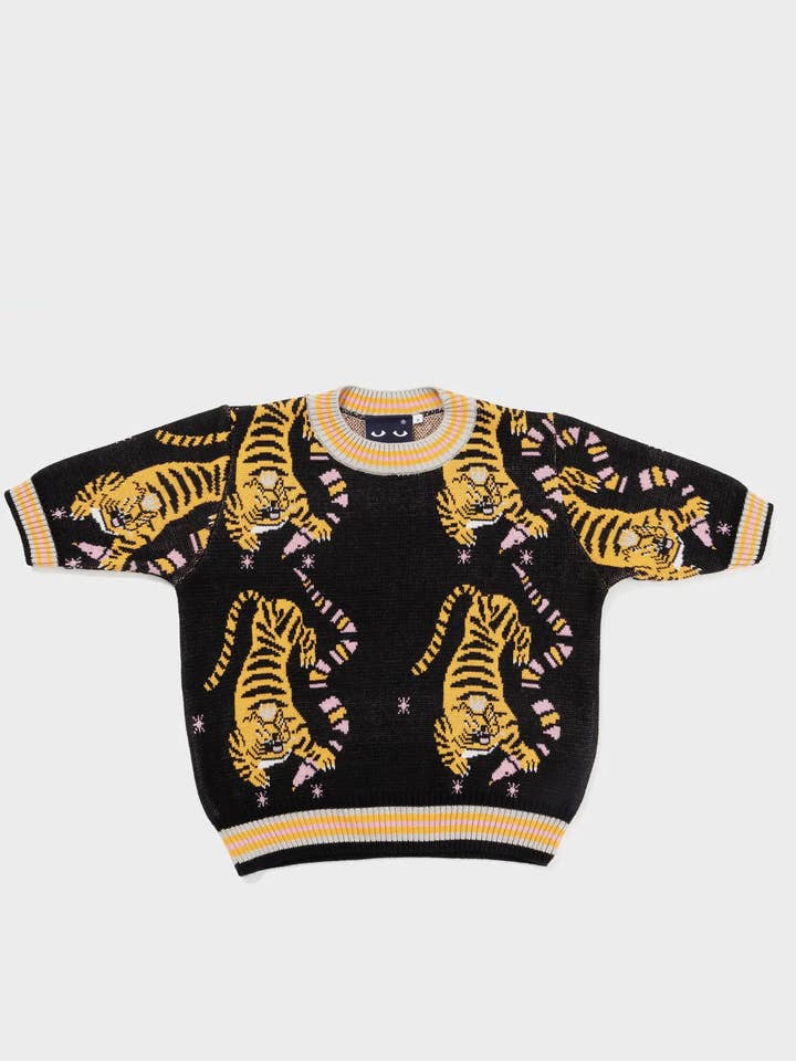 Black Cotton Short-Sleeved Sweater - Creatures of the Future for wholesale by Min & Mon