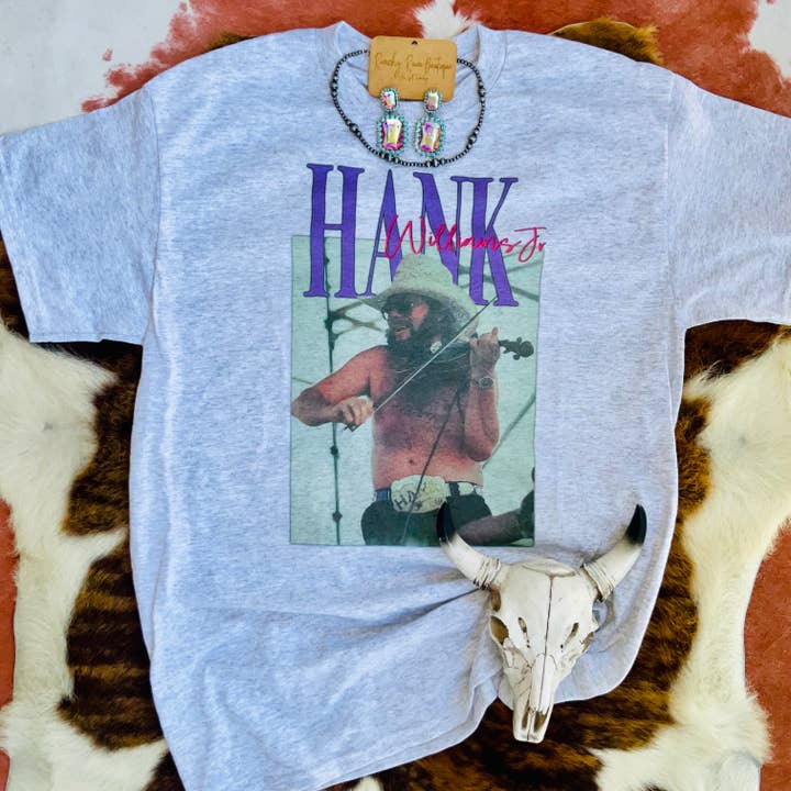 Ranchy Roan Boutique - Venta al por mayor Camiseta serigrafiada - Mujer - Camiseta Gráfica Vintage de Hank Williams Jr. – Camiseta de Música Country Occidental1