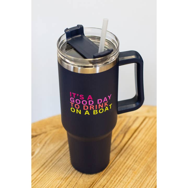 Panache Apparel Co. - Wholesale Insulated Mug/Tumbler - 40oz Navy Drink On A Boat Tumbler