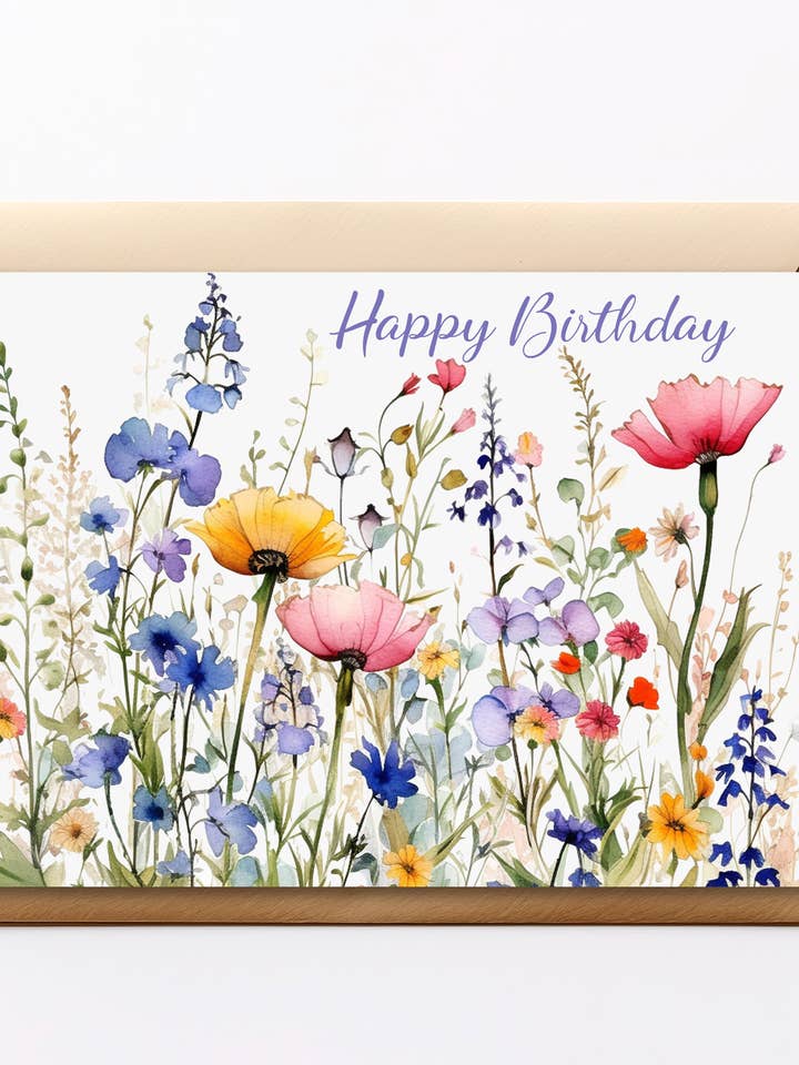 Serenity happy birthday- UK Wildflower Gardener card for wholesale by Homemade Hollydays Wholesale