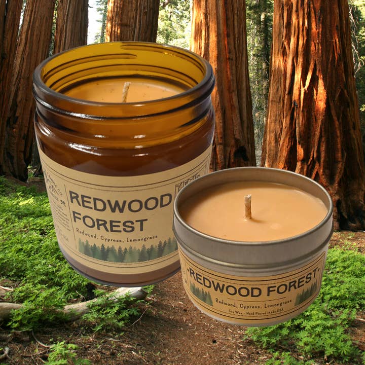 Redwood Forest, fabriquées aux États-Unis, bougies en cire de soja pour la vente par Wanderlust Folk