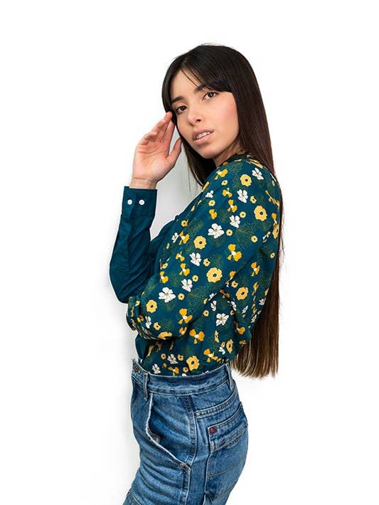 Alesia Designs - Wholesale Button Down Shirt - Women's - Cotton Uneven Printed Shirt1