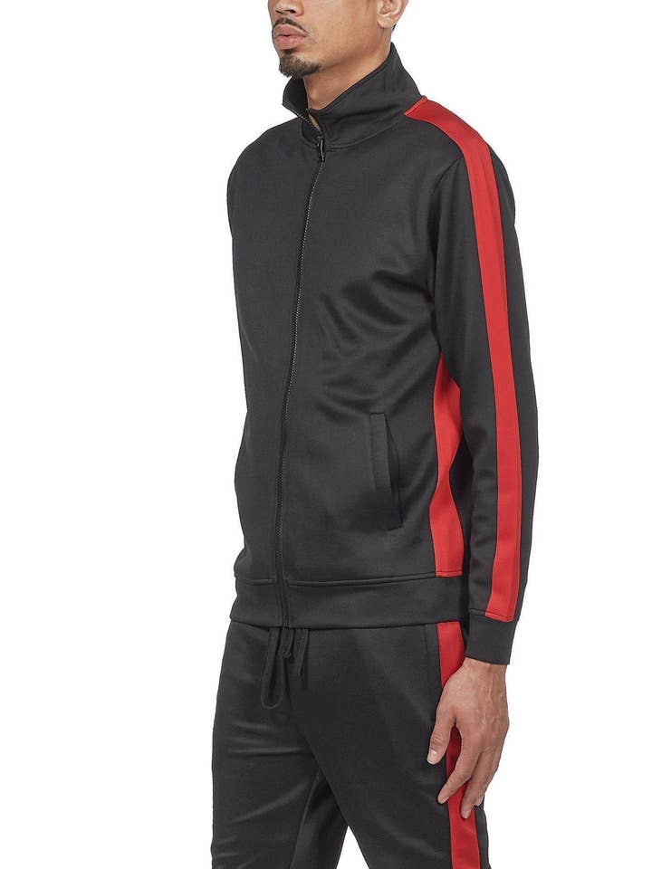 Veste de survêtement 501 - Noir/Rouge pour la vente par Rebel Minds