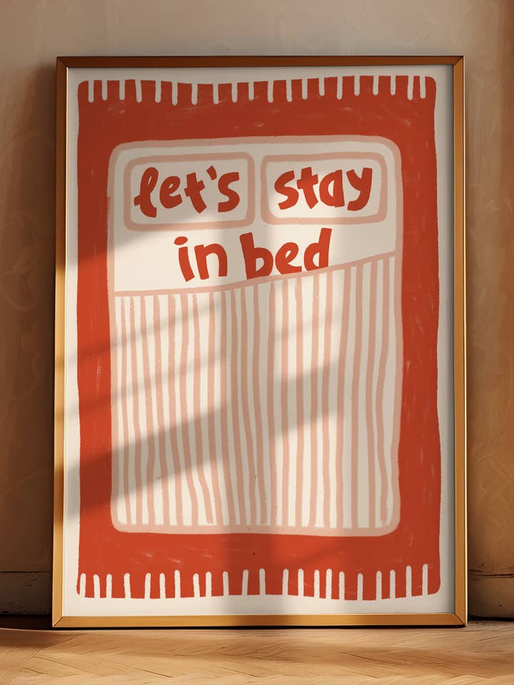 Impresión de Arte – Ilustración Rosa Quedémonos en la Cama | Arte de Pared para venta al por mayor de Nono Problemo