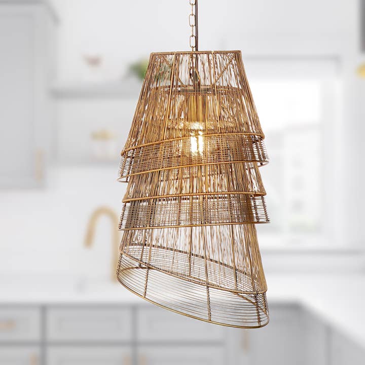 12.25"W 1-Light Milani Metal Tiered Empire Pendant for wholesale by River of Goods