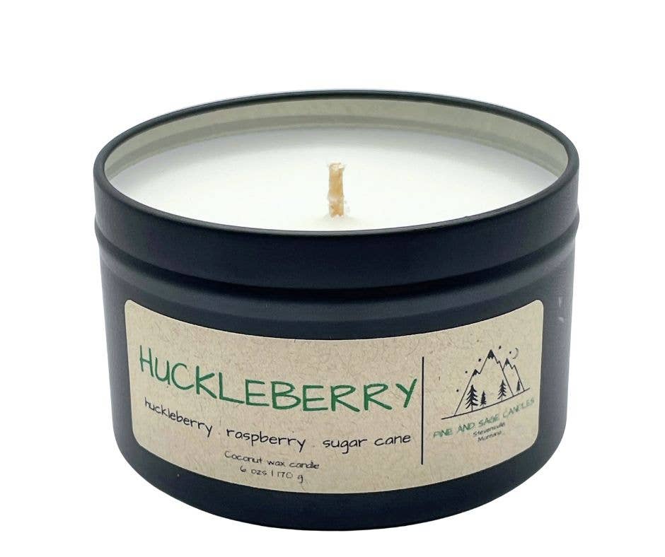 Pine and Sage Candles - Wholesale Travel candles - Huckleberry - 6 oz Black Matte Candle Tin2